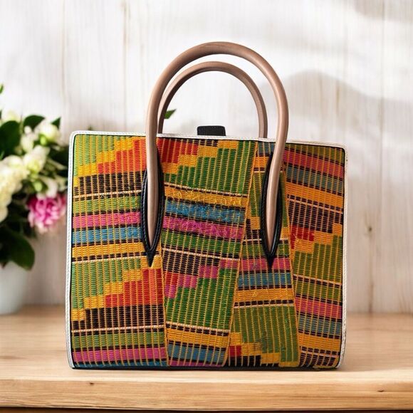 Christian Louboutin Paloma Africube Leather Textile Tote - Picture 1 of 16